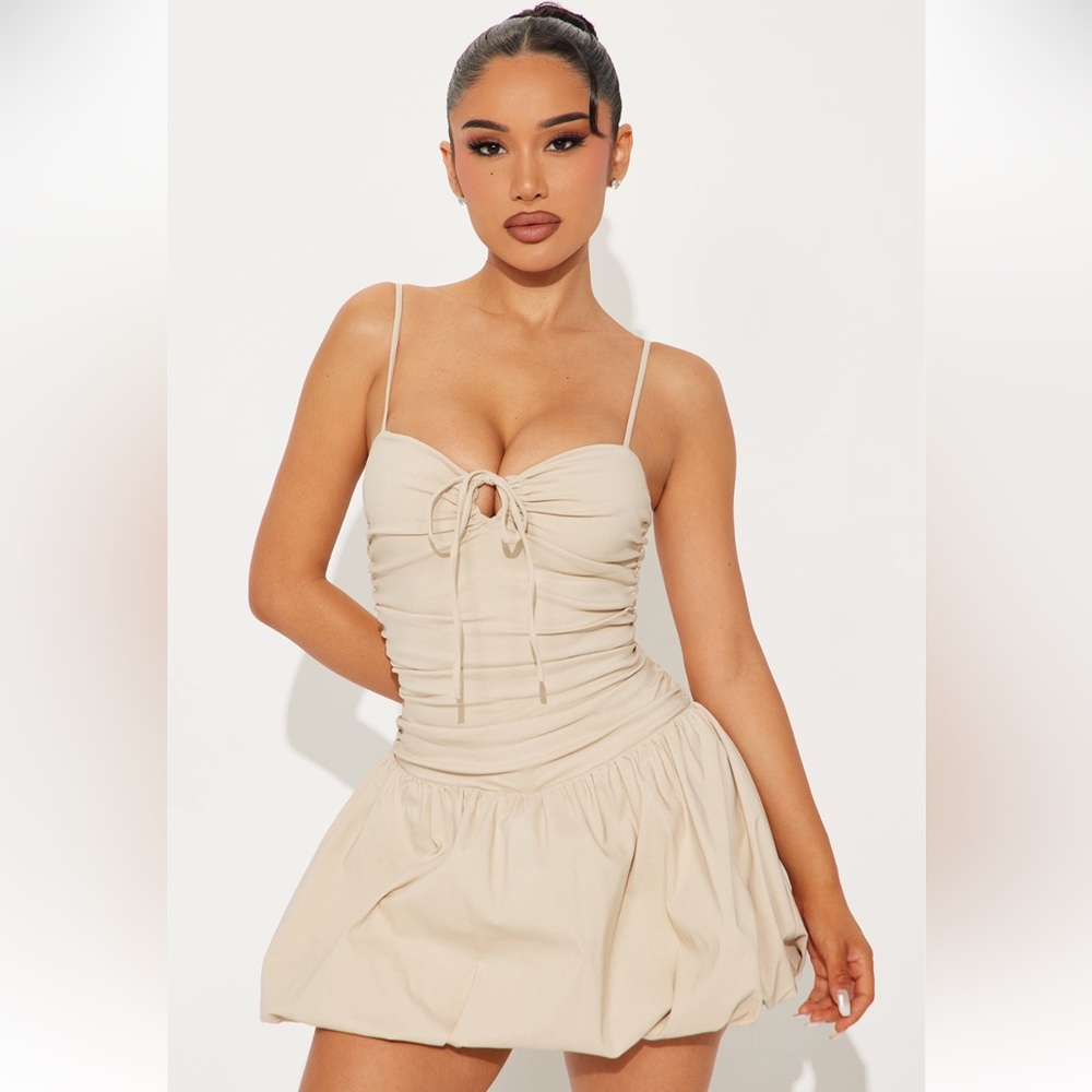 Ruched Spaghetti Strap Bubble Dress